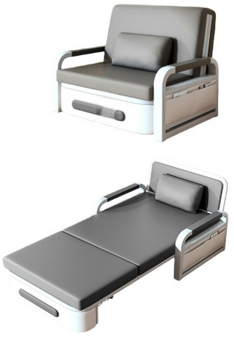 貓抓皮沙發床 海綿乳膠填充 鋼質框架 附贈抱枕 寵物友善, 灰色