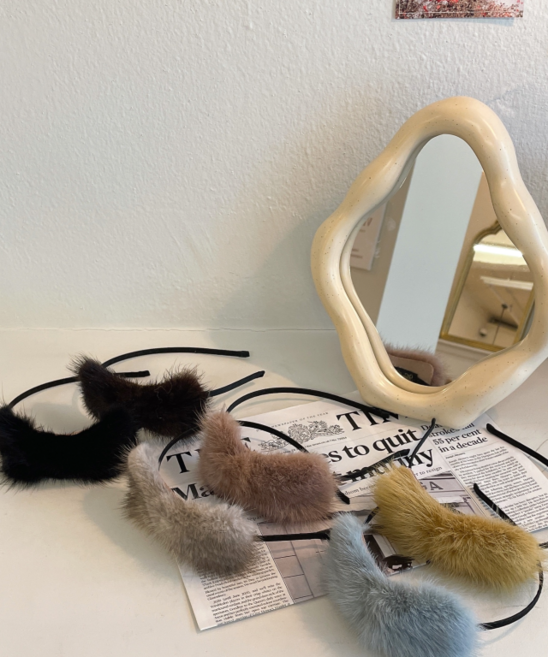 수리39링 [당일출고] 밍크 퍼 리본 머리띠 헤어밴드 6컬러