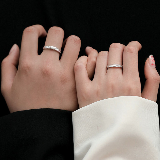 FANSYLI 1+1 커플링 실버 도금 빙하 반지 오픈 조절 가능 심플 써지컬 반지 고백 반지 생일 선물2601K16