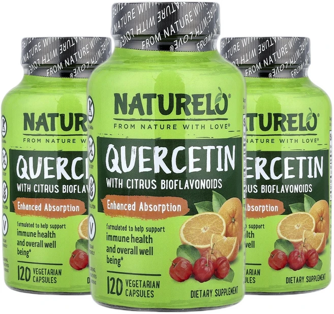 네츄렐로 퀘르세틴 Quercetin 시트러스 바이오플라보노이드 베지 캡슐 120정 2+1, 3개 - 쿠팡