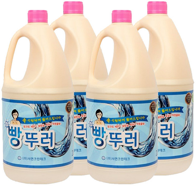 SY빵뚜러 막힌 배수구 세척제 하수구 배관 뚫는 액체 세정제, 4개, 2L