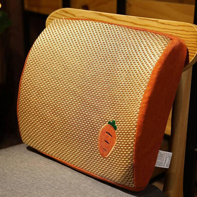 恐龍圖案 記憶棉涼蓆靠背墊 39*39cm 可拆洗透氣, 胡蘿蔔,39*39cm 可拆洗靠背