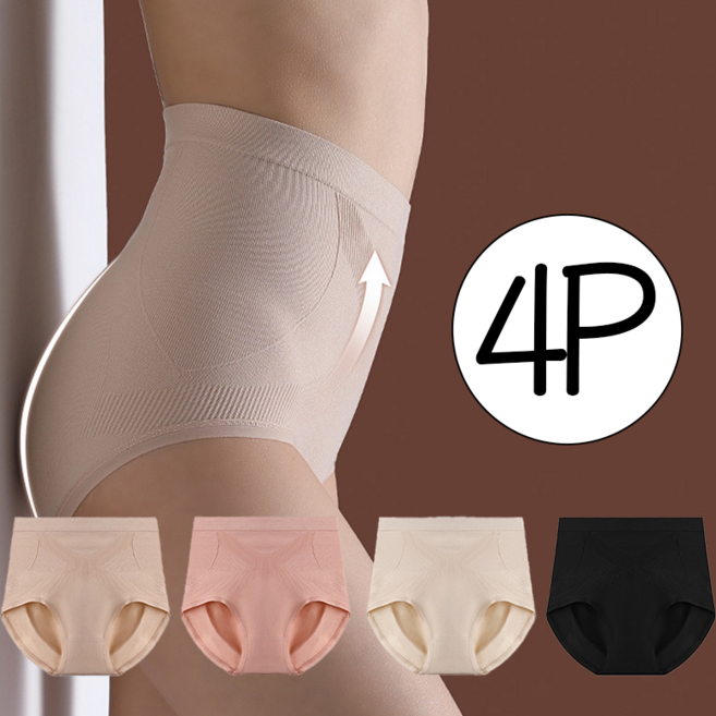 노이마켓 여성 보정팬티 똥배거들 힙업 아랫배 뱃살속옷 하이웨스트 편한 속옷 4P 세트