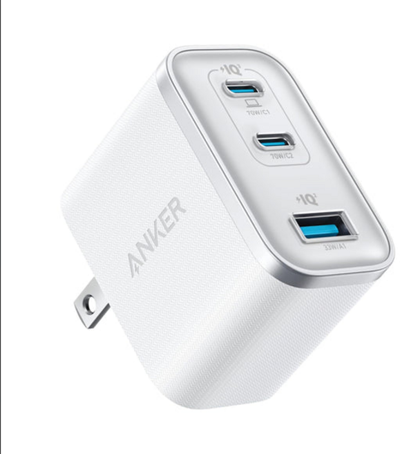 Anker A121A 70W 2C1A 雙GaN氮化鎵充電器, 白色, 1個