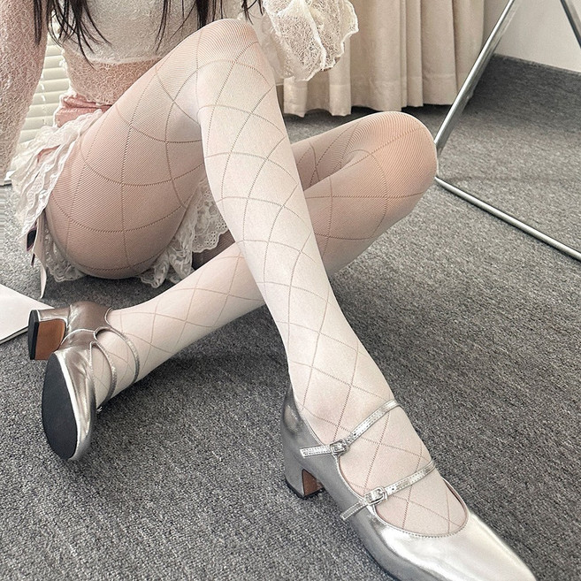 여성 아가일 고탄력 팬티스타킹 체크 압박 타이즈 스타킹 봄 가을 하객룩 신축성 비침 얇은 레그웨어