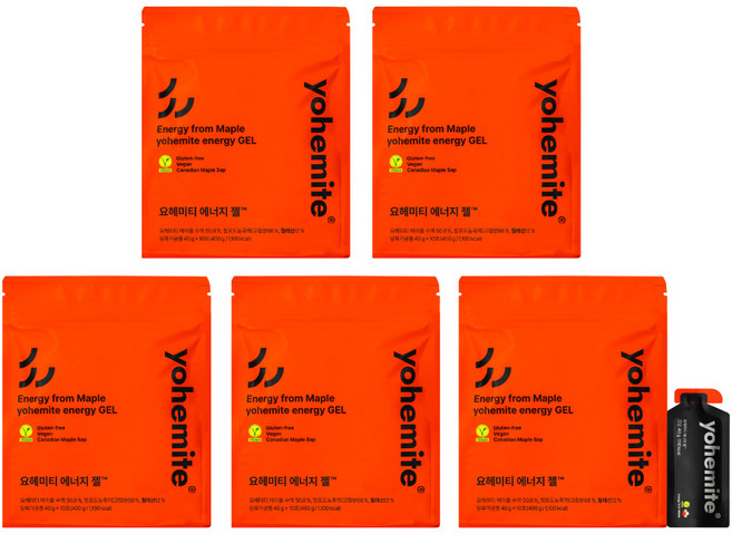 요헤미티 에너지젤 러닝 마라톤용 지속형 보급 파워젤, 50개, 40g