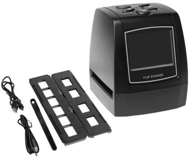 [필름 사진 스캐너] Protable 네거티브 필름 스캐너 35135mm 슬라이드 변환기 2.4 LCD 내장 편집 소프트웨어가 포함된 사진 디지털 이미지 뷰어, Black