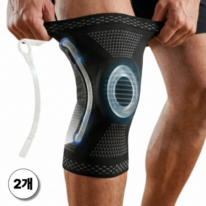 세로티바 초고탄력 슬개골 프리미엄 무릎보호대 2개, 스모크블랙, 1세트