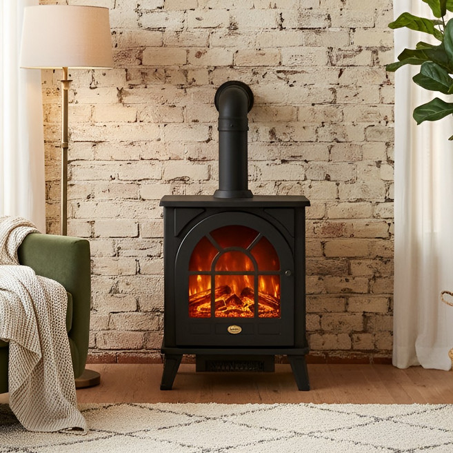 전기벽난로 연통세트 2000W 불멍 온풍기 히터 열풍기, 로망줄리엣(중형)단색+연통세트