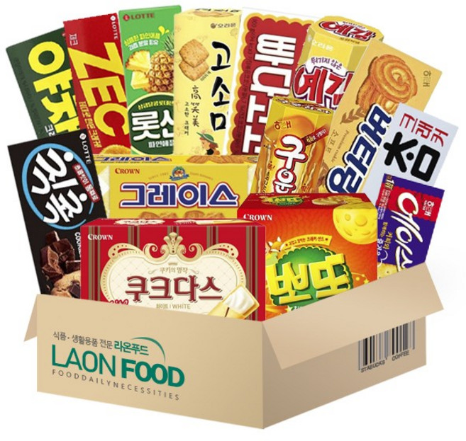 메리박스 과자세트 14종(고소미+예감오리지날+국희샌드+그레이스+쿠크다스화이트+참크래커+빠다코코넛+야채크래커+제크+롯데샌드파인+구운감자+에이스+버터링+칙촉), 1세트, 과자세트 14종