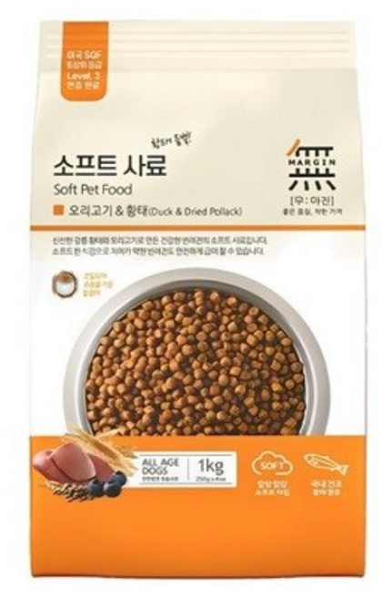 무마진 전연령 강아지 소프트사료, 1kg, 3개, 오리+황태