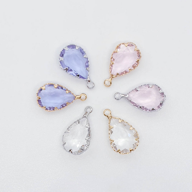 파스텔 크리스탈 물방울 펜던트 귀걸이재료 악세사리부자재 심플귀걸이 감성주얼리 데일리목걸이