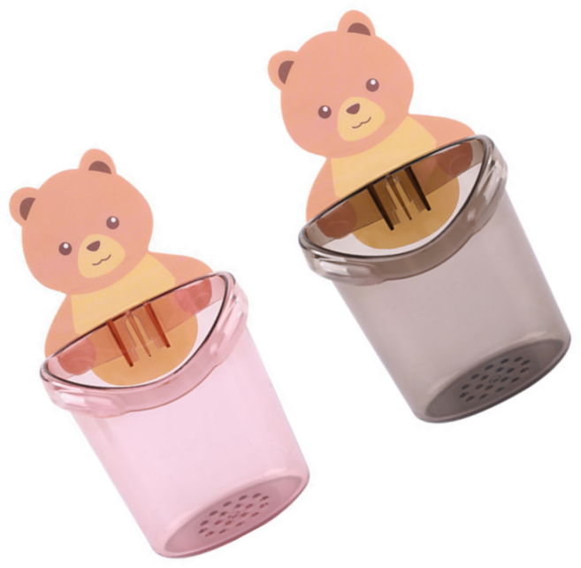 무타공 접착식 커플 칫솔통 욕실 수납 선반, 2개, 혼합색상