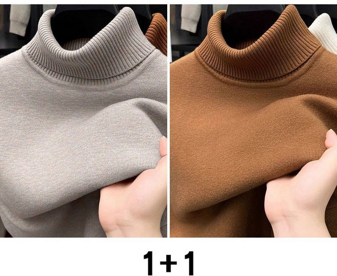 1+1 남자 폴라 이너 긴팔티 가을 겨울 캐주얼 코디 도톰 남성 니트 티셔츠 패션 데일리 터틀넥 스웨터 상의 WMY