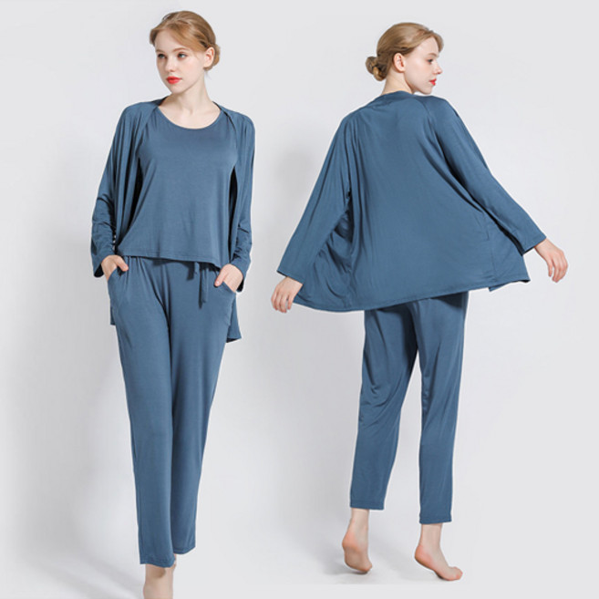 어바인즈 모달 스틸블루 3PS 여성홈웨어세트