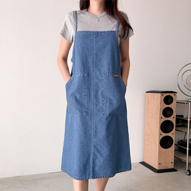 마이쏭 여성 빅사이즈 청치마 도스데님멜빵원피스