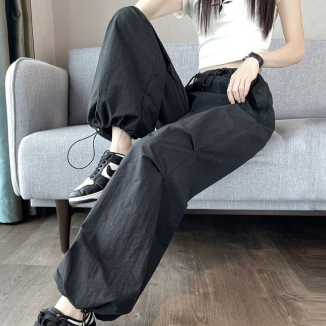 자칠 여성 밴딩 조거 팬츠 여자 바스락 카고 팬츠 체형커버 긴바지