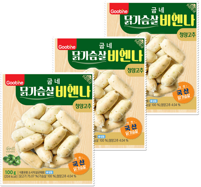굽네 닭가슴살 비엔나 청양고추, 100g, 3개