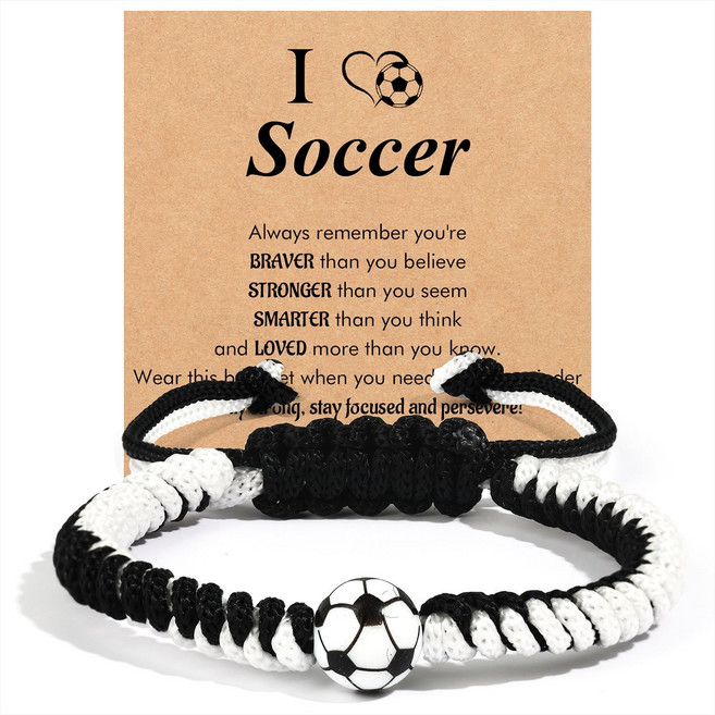스포츠 로프 팔찌(축구/농구/야구) 메시지 카드 포함/운동선수 응원 선물, 1개, 축구팔찌