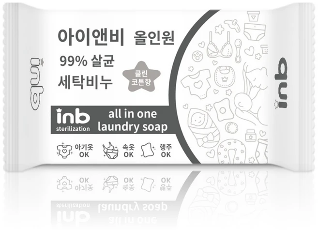 아이앤비 올인원 살균세탁비누 클린코튼향, 8개, 180g - 쿠팡