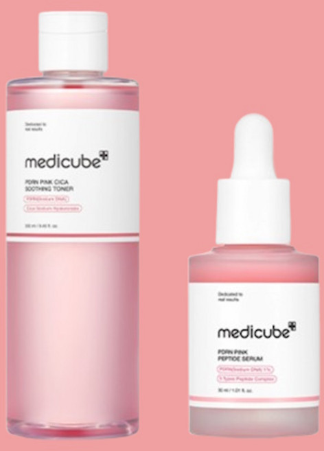 메디큐브 PDRN 흔적미백 2종 세트(PDRN 핑크 시카 수딩 토너+PDRN 핑크 펩타이드 앰플), 1세트