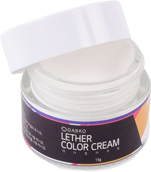 가스코 레더컬러크림 하양 15g 크림 염색제 염색약 가죽 신발 가방 구두 스크래치 명품 복원