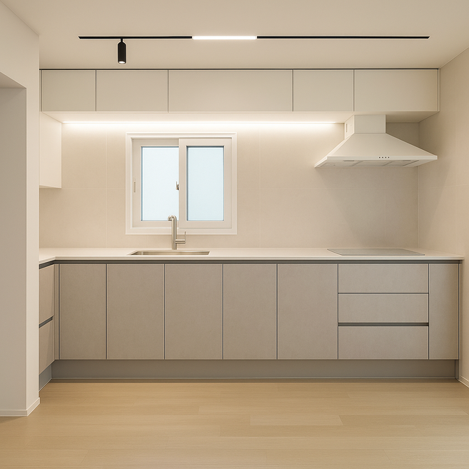 한솔홈 페트 무광 싱크대 화이트인테리어 교체 견적 철거 시공포함 주방 리모델링