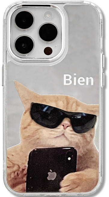 영스피플 선글라스 고양이 미러 아이폰 케이스 TPU 젤리 귀여운 키치 실버 17 16 15 14 13 12 프로 프로맥스