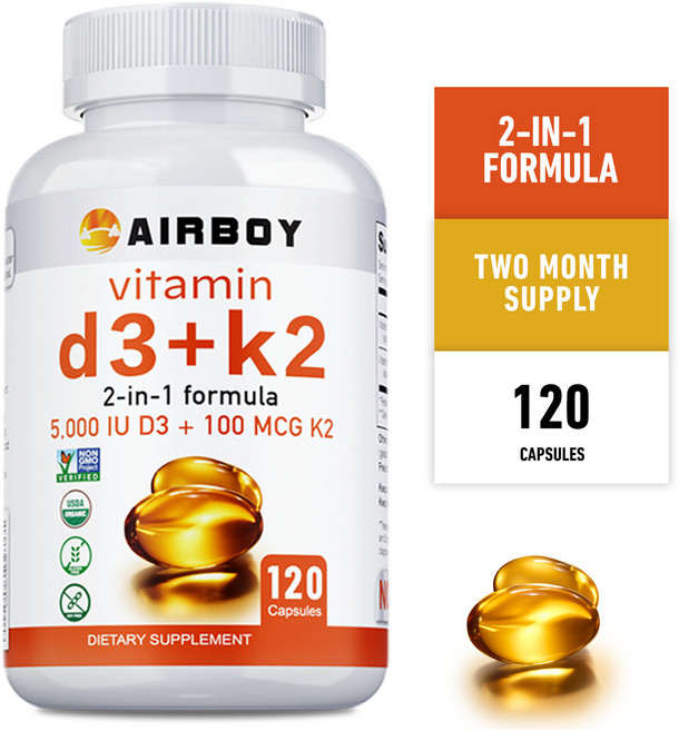 AIRBOY 維生素 D3+K2 2合1配方 120粒, 240組