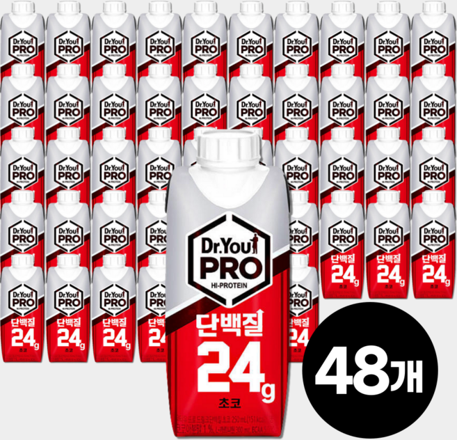 닥터유 프로 PRO 단백질 드링크 초코 맛있는 저당 프로틴 드링크 칼슘 아미노산 함유, 250ml, 48개