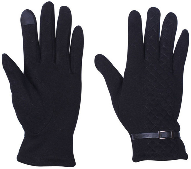 인콘트로 스마트폰 터치 누빔 패턴 스포츠 장갑, 블랙, 1개