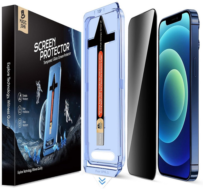 MAGIC JOHN 강화유리 휴대폰 액정보호필름 사생활보호 풀커버 지문방지 이지툴 아이폰 적용 2p, 1세트