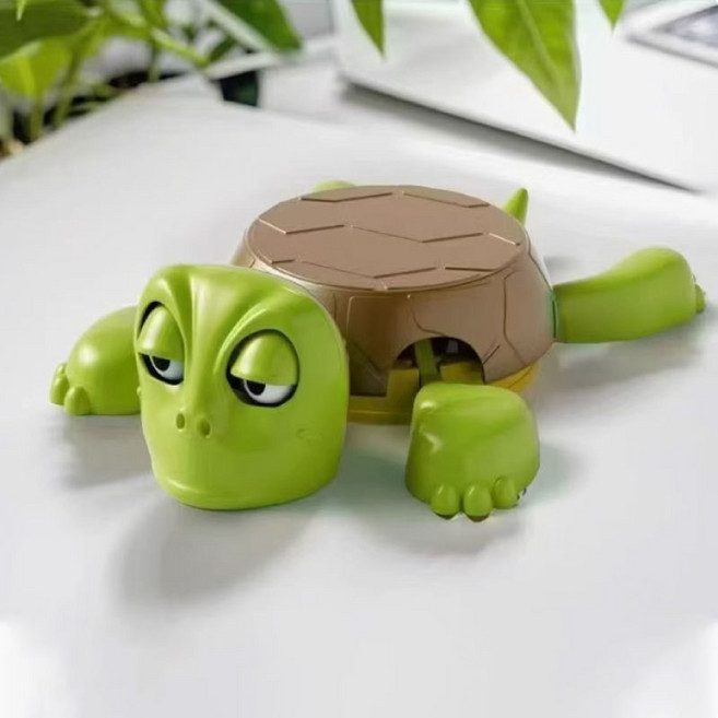 깜놀하는 거북이 컵 받침 테이블 소품, 1개, 연두색