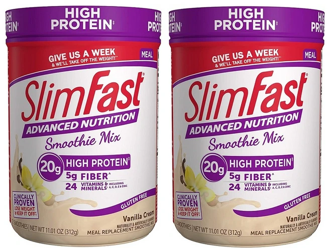 SlimFast Advanced Nutrition 하이 프로틴 식사대용 쉐이크 파우더 바닐라 크림 312g x2팩, 1개 - 쿠팡