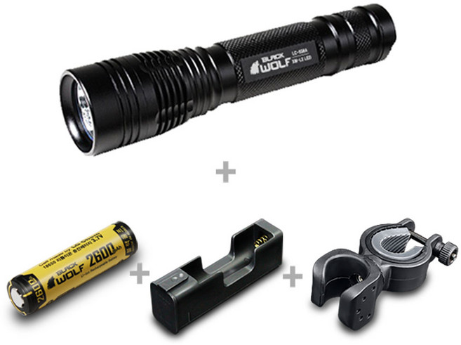 블랙울프 미니노줌 2600세트 858A 랜턴 자전거 라이트, 1개