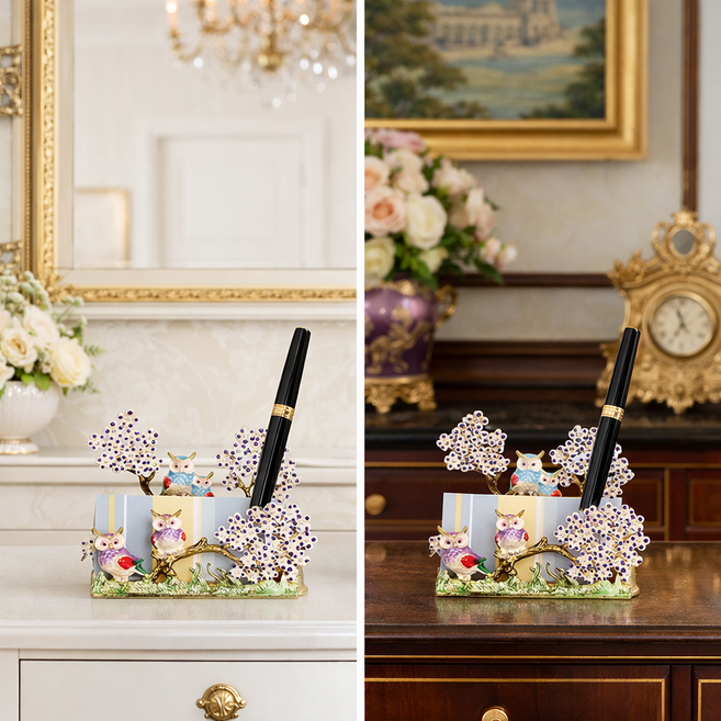 데일리데코 부엉이숲 명함꽂이 인테리어 소품, 골드