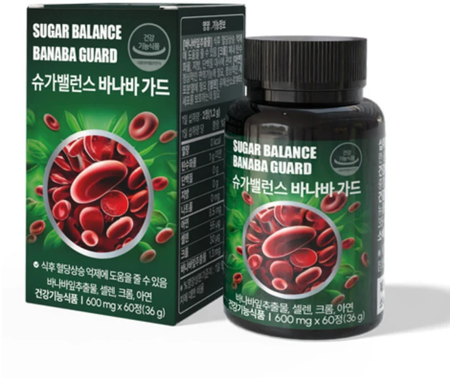 혈다운 슈가밸런스바나바가드 600mg 60정 원기2호 함유 1개월분, 1개 - 쿠팡