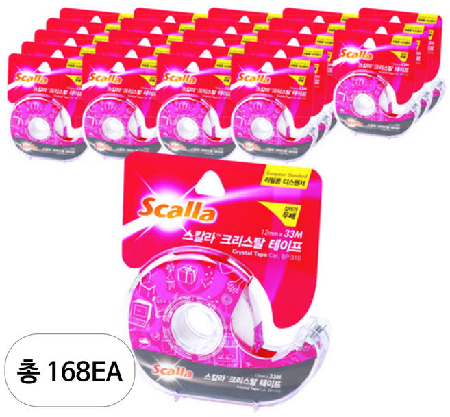 스칼라 크리스탈 테이프 양면 디스펜서 12mm x 33m, C1233DD, 168개