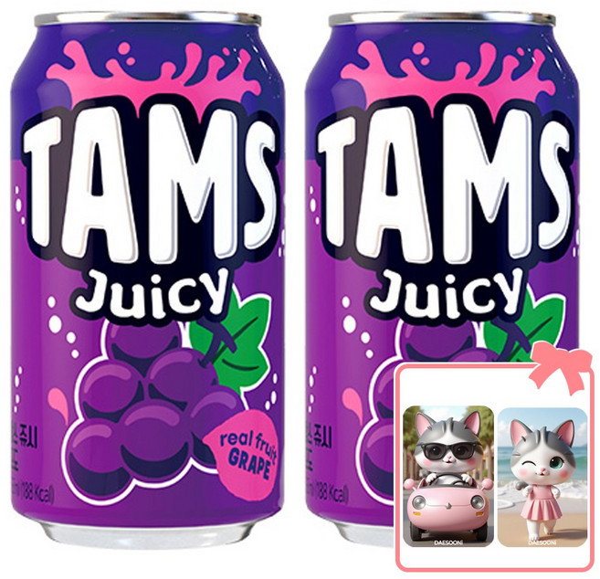 롯데 탐스 쥬시 포도맛 (+대순이 캐릭터 포토카드 증정), 48개, 355ml