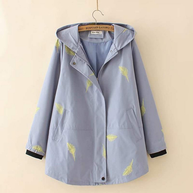 美秀裝營 大尺碼女裝 秋新款寬鬆連帽中長款風衣