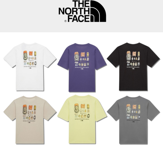 국내매장 정품(백화점) 노스페이스 반팔 남여공용 오버핏 커플티셔츠 여름휴가룩 캠핑 여행