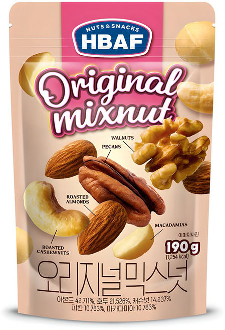 바프 넛츠앤스낵스 오리지널 믹스넛, 190g, 1개