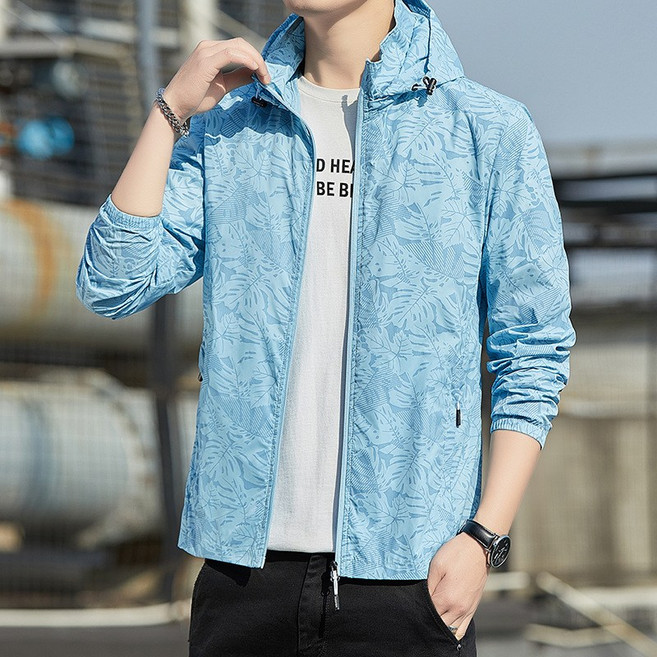 [ 잔여재고 특별할인 ] XL-8XL 남자 빅사이즈 바람막이 아이스 실크 쿨소재 통기성 후드집업 자켓 낚시 JR426