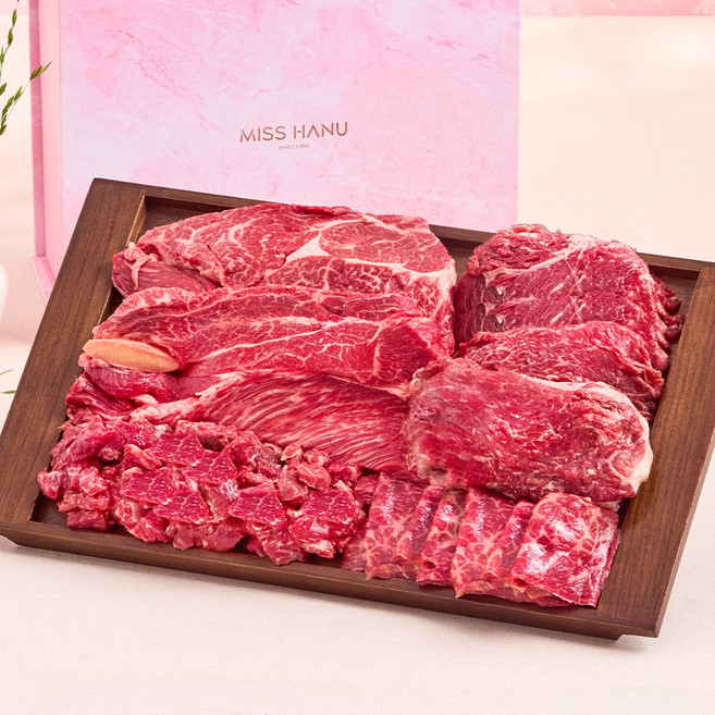 1++(9)등급 한우 선물세트 구이모듬 꽃등심 채끝 부채살 갈비살 소고기, 시그니처3호 기본포장본세트, 1kg, 1세트