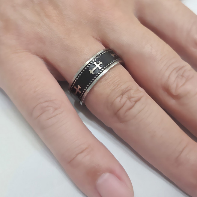 [골드러쉬] R227 스틸반지 십자가반지 커플링 남녀공용 엔틱남자패션링