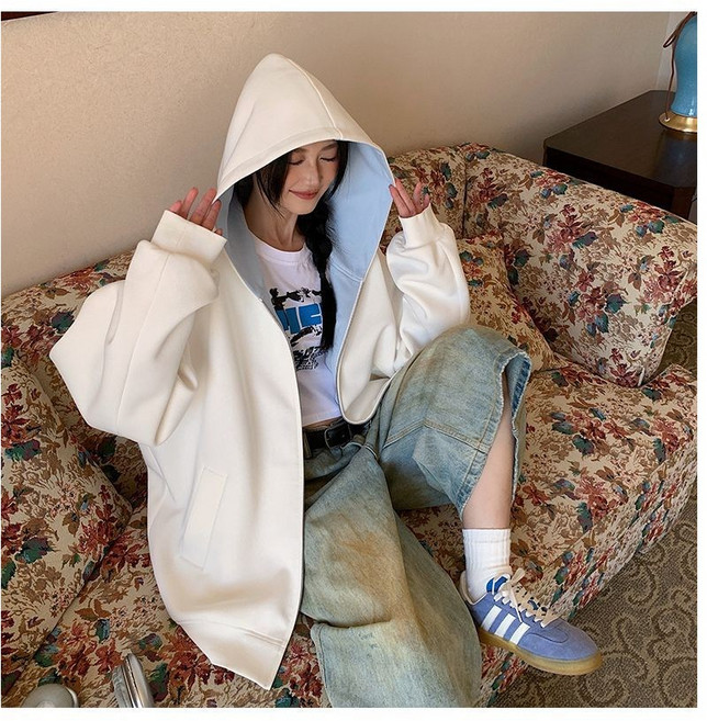 남녀공용 봄 가을 캐주얼 와이드 아우터 루즈핏 후드 자켓 커플 코트 맨투맨 가디건HF