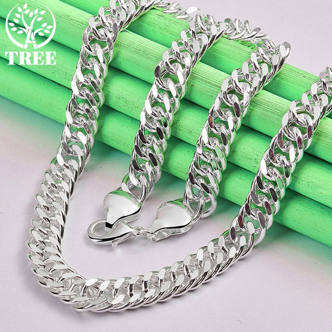 여성을위한 특별한 커플 순은 남성 우정 와이드 목걸이 선물 925 925스털링실버 힙합 웨딩 쥬얼리 패션 실버 스털링 기념 사이드 약혼 파티 체인 10mm ALITREE
