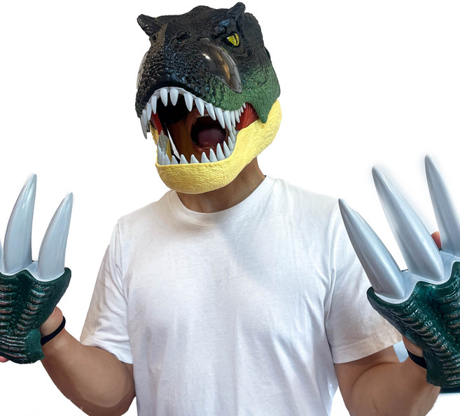 대형 공룡 가면 티라노사우르스 코스튬, 1개, 라이트그린