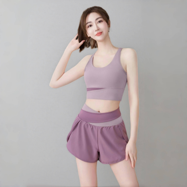 VIISHOW 여성 요가복 세트 필라테스복 스포츠 브라+레깅스 반바지