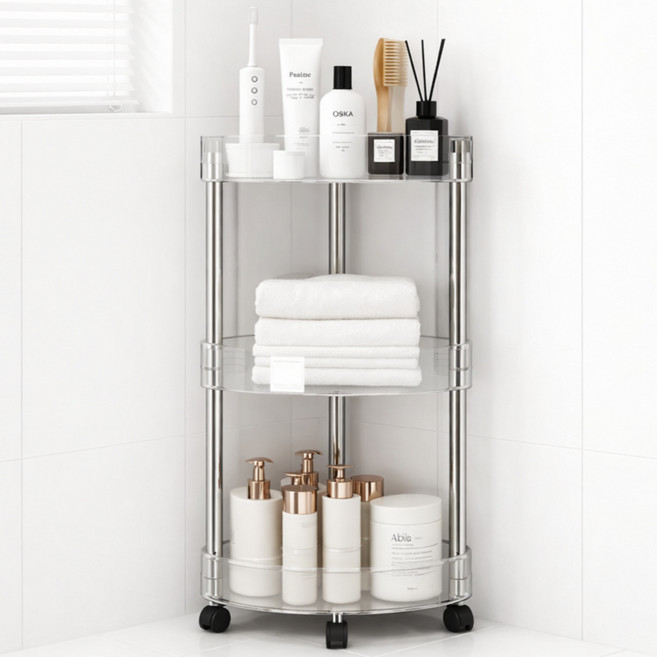 트위니아 무타공 다용도 욕실 코너 수납트레이, 1개, 투명